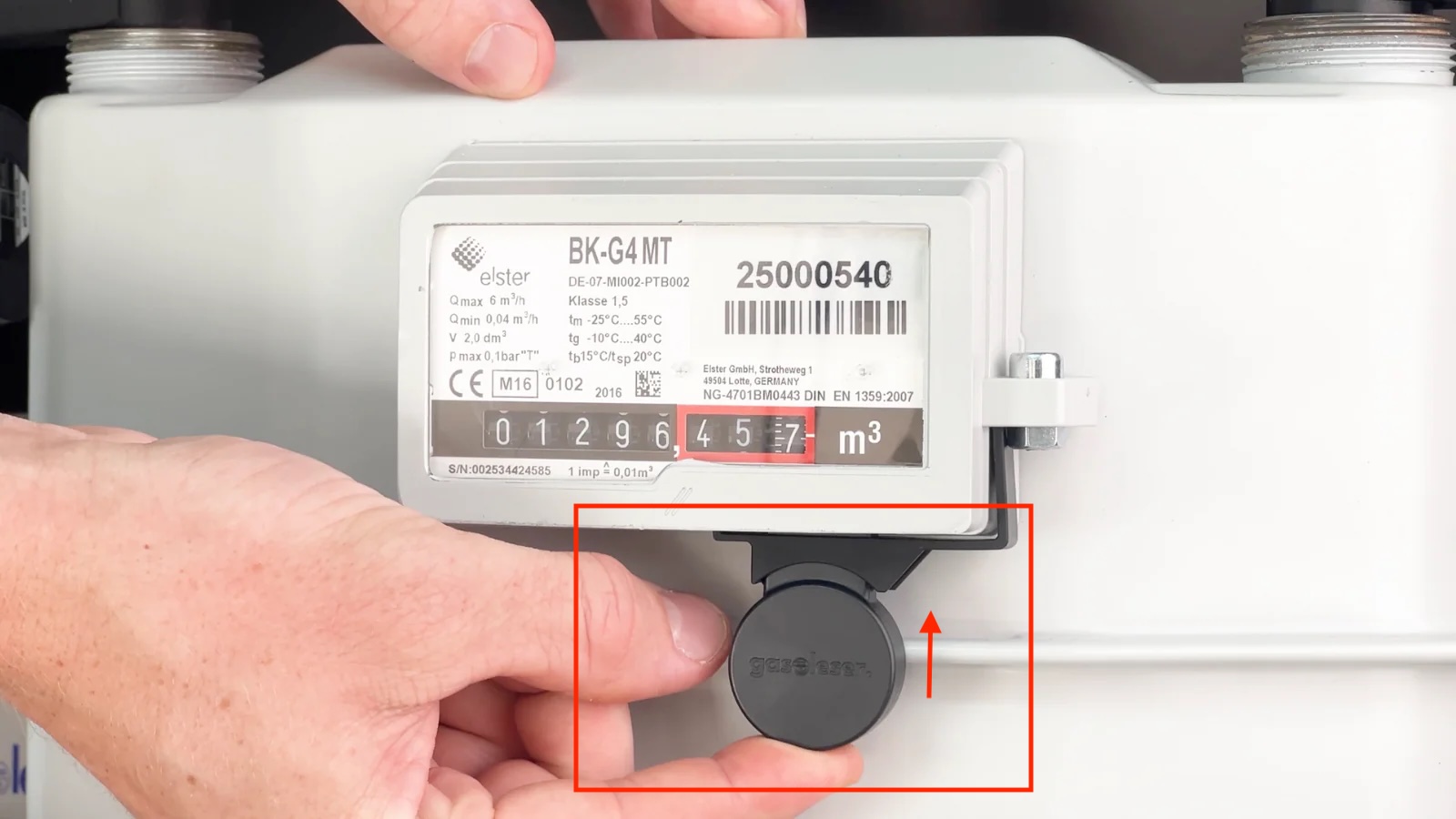 Gasleser in Adapter einsetzen
