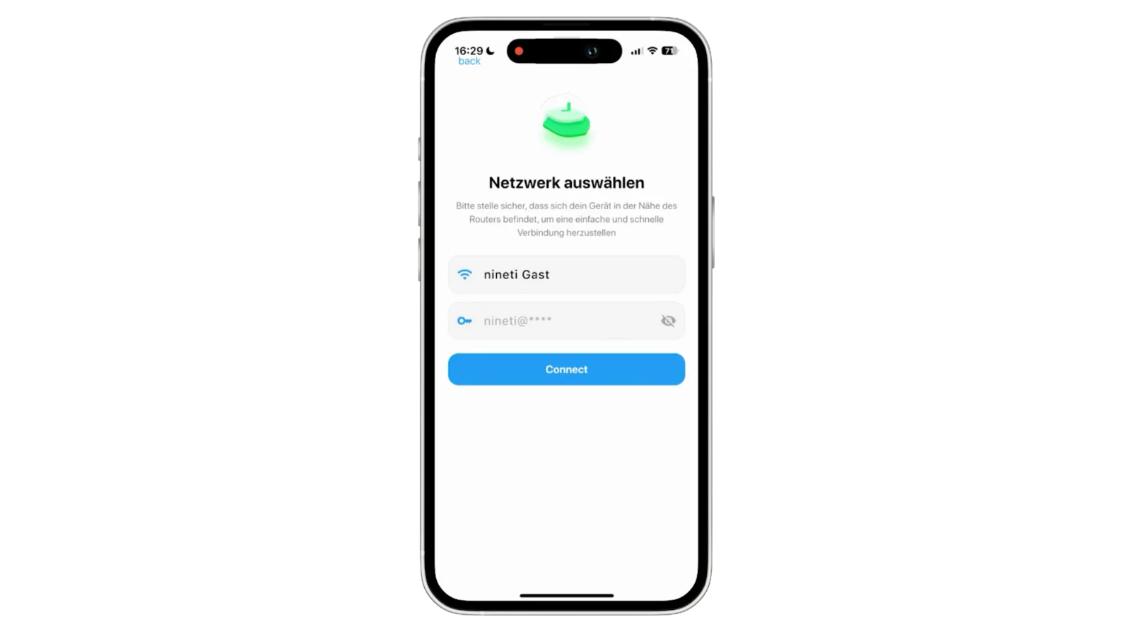 Select WiFi and Enter Password