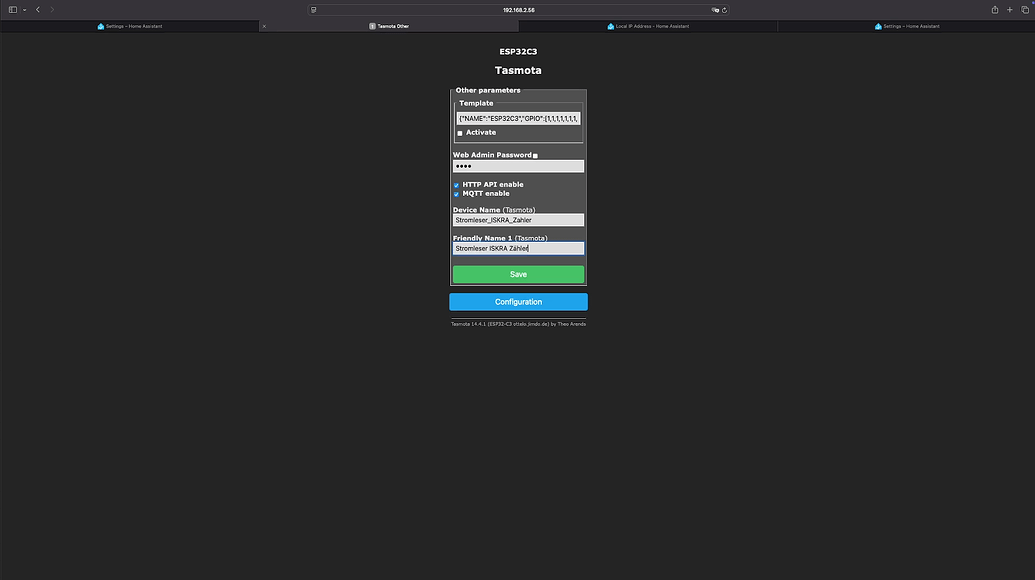 Activate Tasmota MQTT