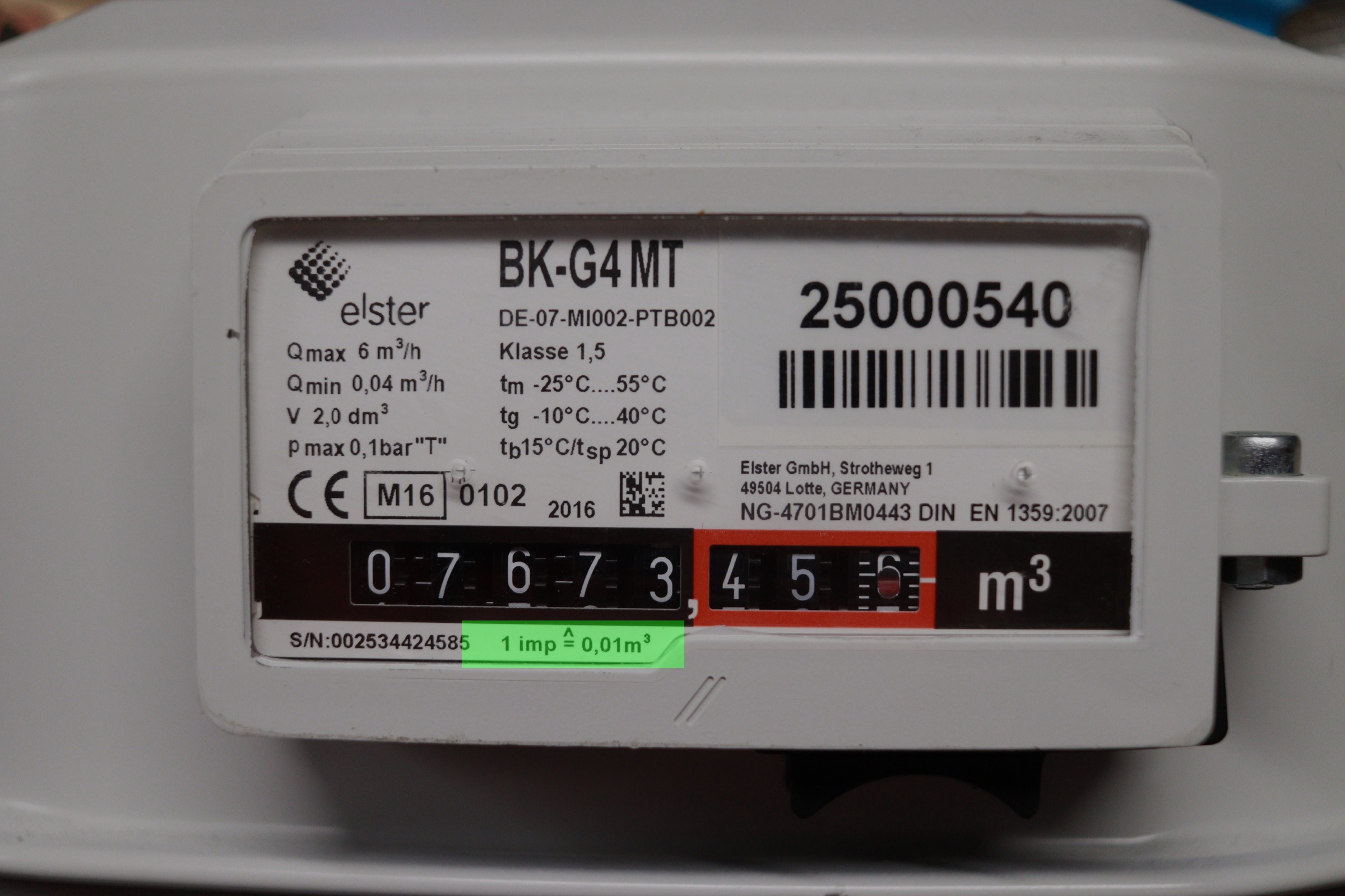 Pulse Value on Gas Meter